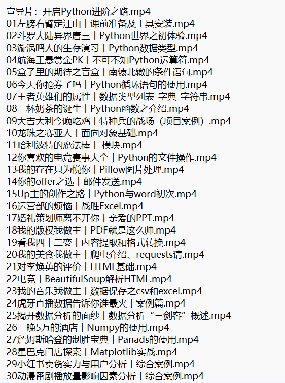 Python零基礎30天速通 視頻教程 下載 圖1
